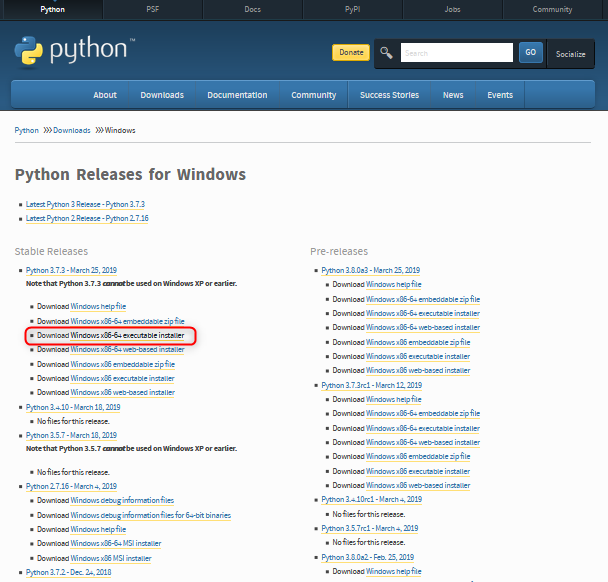 Python for Windows　64bit