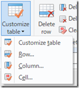 Customize table
